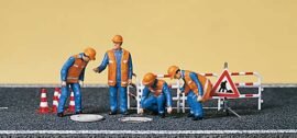 Preiser 10445 Kanalarbeiter, Absperrung, Ka