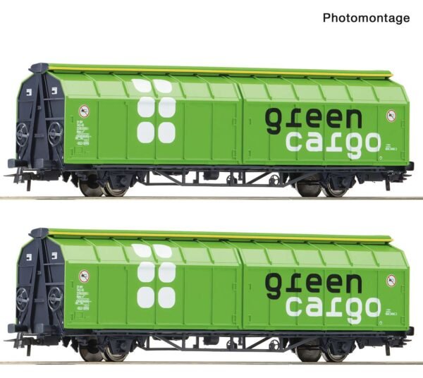 ROCO 6600114 2-tlg. Set: Schiebewandwagen, Green Cargo