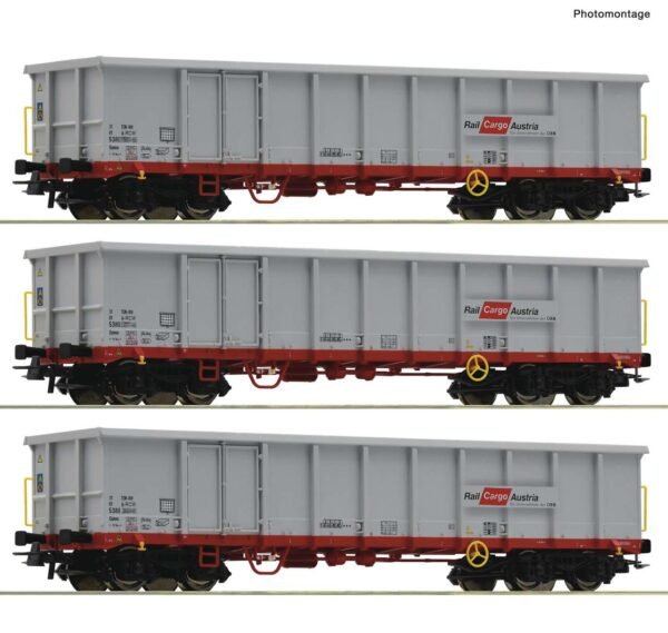 ROCO 6600121 3-tlg. Set: Offene Güterwagen, ÖBB