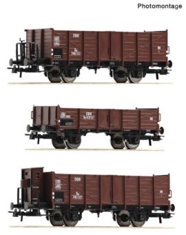 ROCO 6600250 3-tlg. Set: Offene Güterwagen