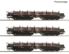 ROCO 6600263 3-tlg. Set: Schwerlast-Flachwagen