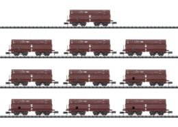 Minitrix 15013 Display mit 10 Selbstentladewagen Erz IId